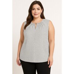 Liz Claiborne Blouse Women's XL lt Green Black Geometric Sleeveless Pullover Top